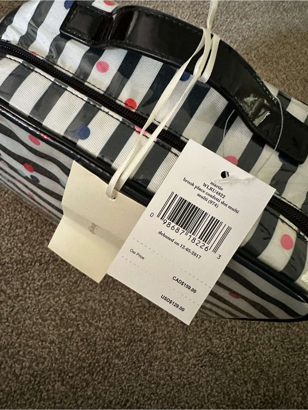 Kate Spade Brook Place Confetti Dot Multi Martie Hanging Cosmetic Travel Bag - Picture 3 of 3